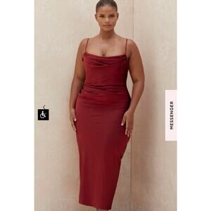 House of CB Rust Red Cowl Neck Midi Dress